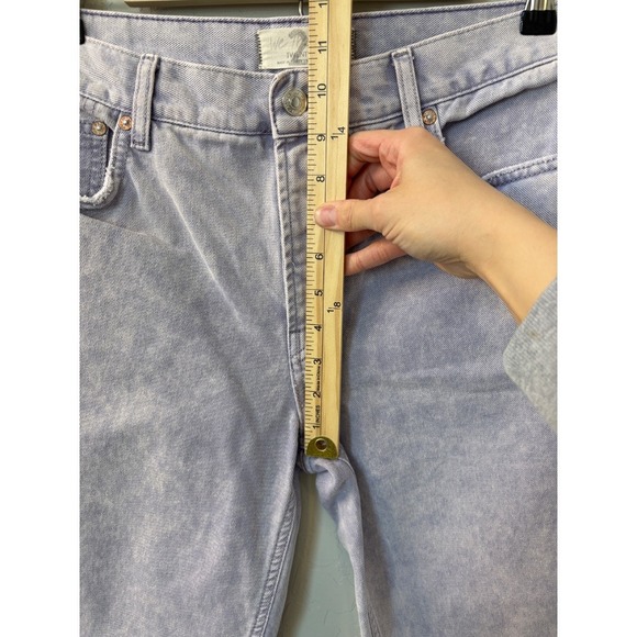 We The Free Maggie Cropped Jeans‎ Frayed Hem Acid Wash Purple Denim Size 28 - Picture 4 of 9